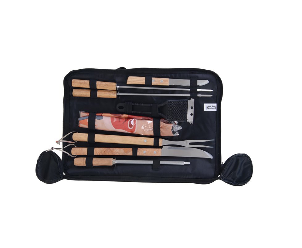 Kit Churrasqueiro Master C/ Avental Divertido 9 Pcs Fix Ud 3301- Fixxar