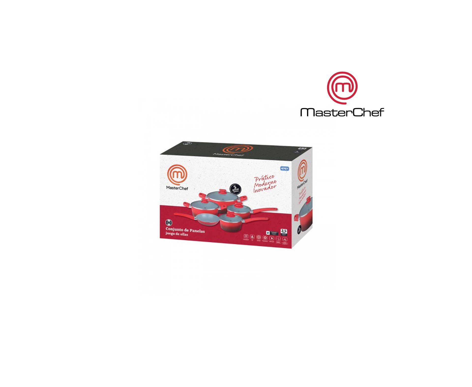 Jogo De Panelas Com Revestimento Ceramico 5 Peças - Masterchef