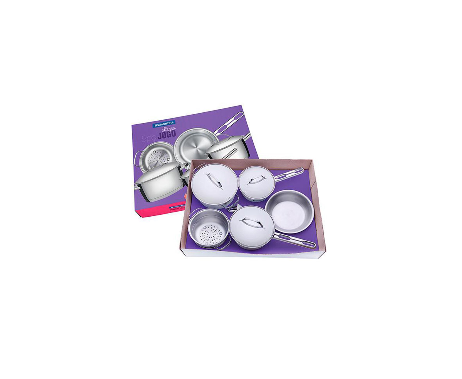 Jogo Panelas Aço Inox 5 Pcs Allegra - Tramontina