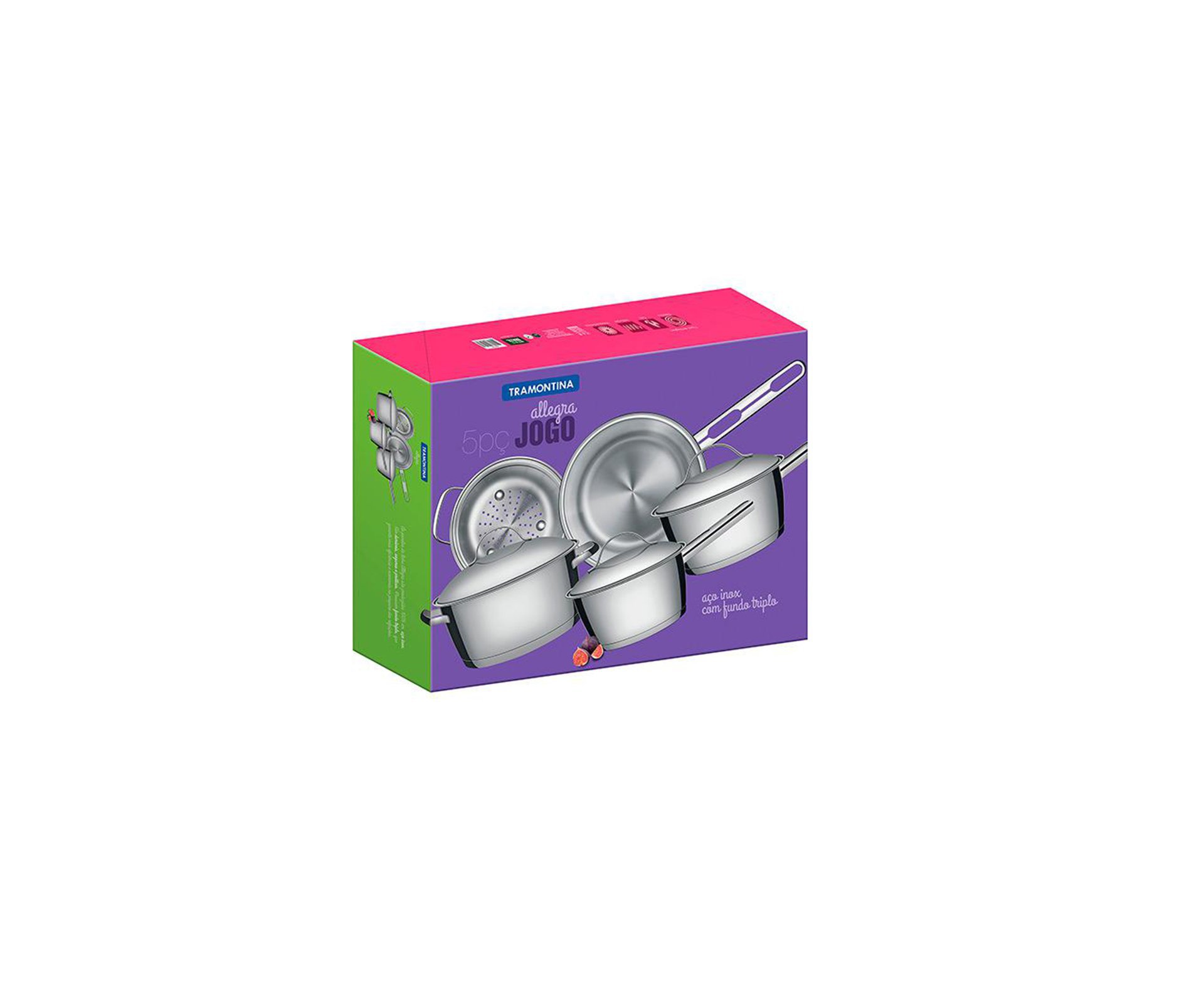 Jogo Panelas Aço Inox 5 Pcs Allegra - Tramontina
