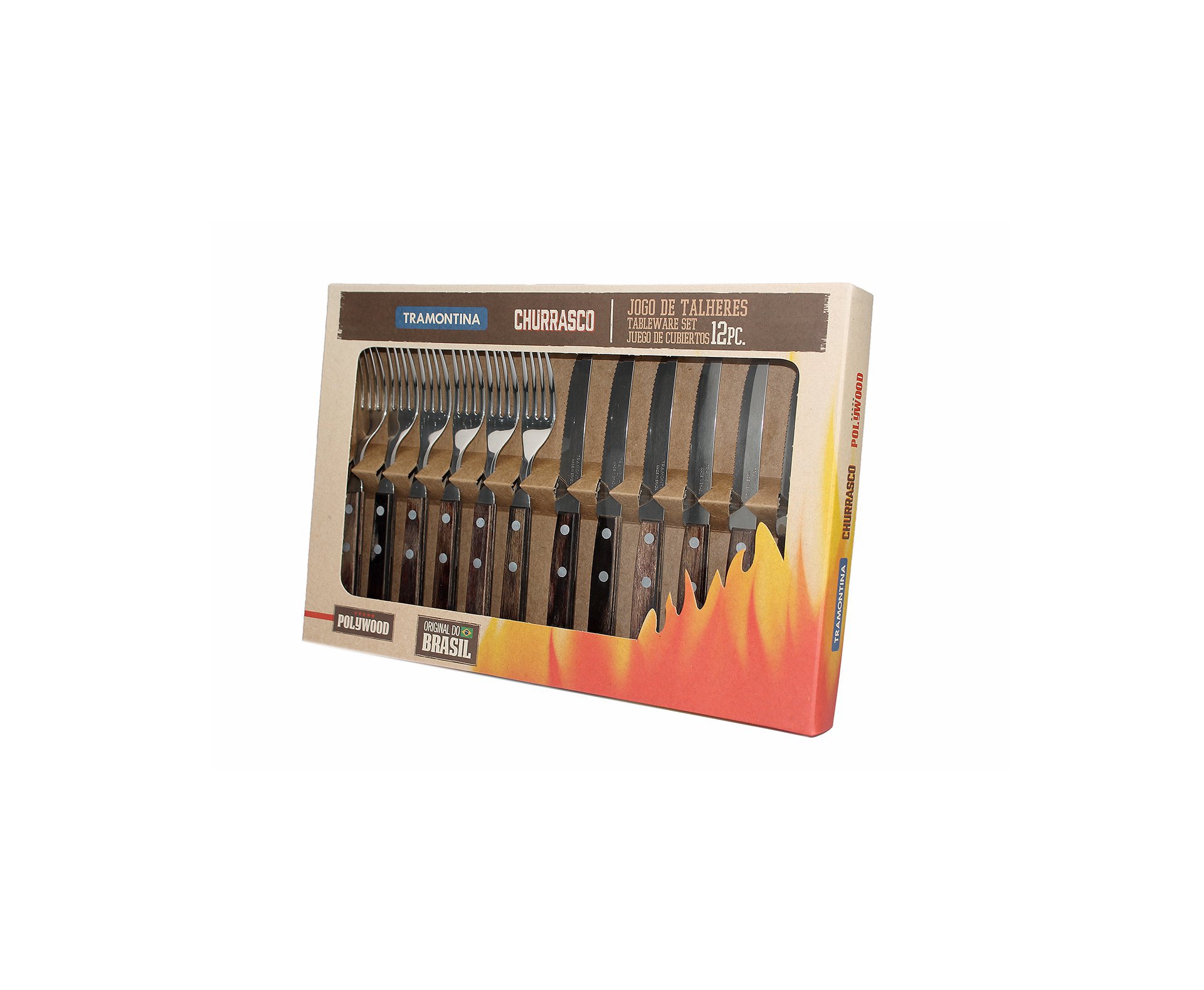 Jogo P/ Churrasco 12 Peças Polywood C/ Lâmina De Aço Inox E Cabo De Madeira 21199/903 - Tramontina