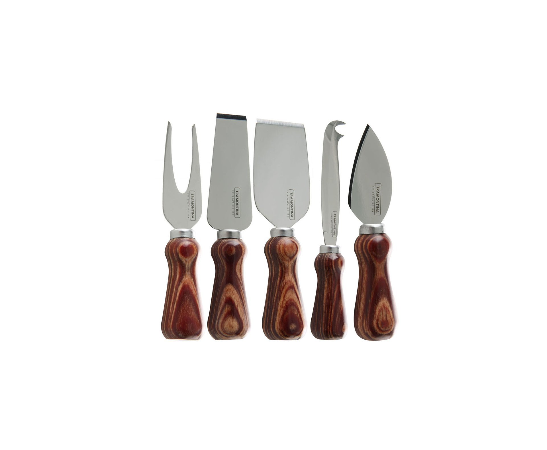 Conjunto Para Queijo 5 Pcs Polywood Com Lamina De Aço Inox E Cabo De Madeira - Tramontina