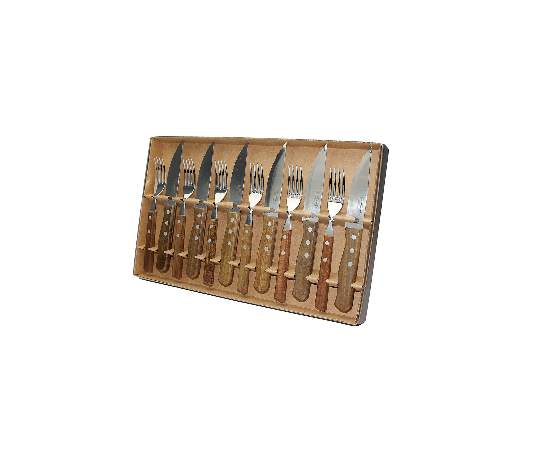 Jogo Talher Para Churrasco Jumbo 12 Peças Com Cabo De Madeira E Lâmina De Aço Inox 22299/059 - Tramontina