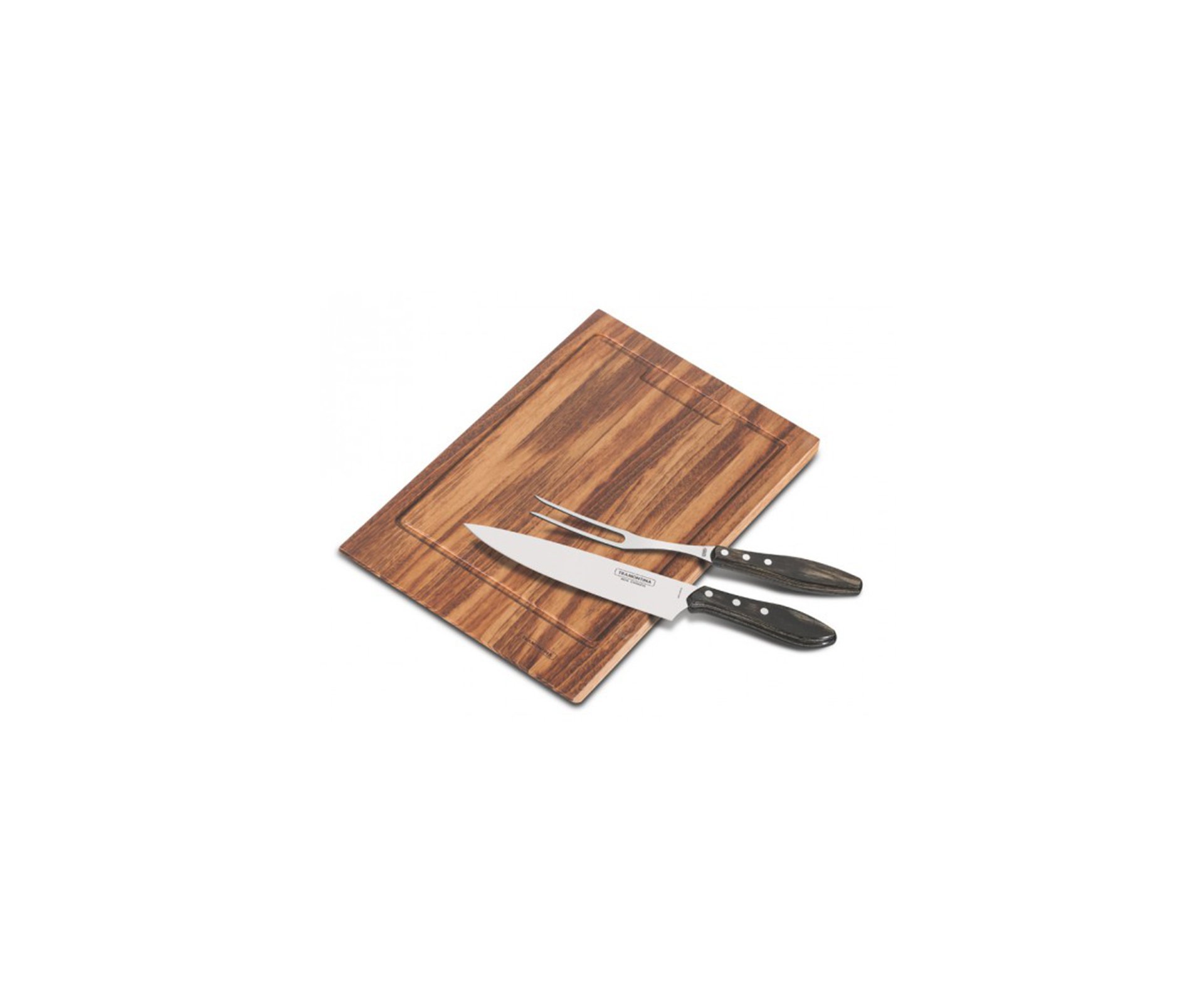 Kit P/ Churrasco 3 Pcs Polywood C/ Lamina De Aço Inox E Cabo De Madeira - Tramontina