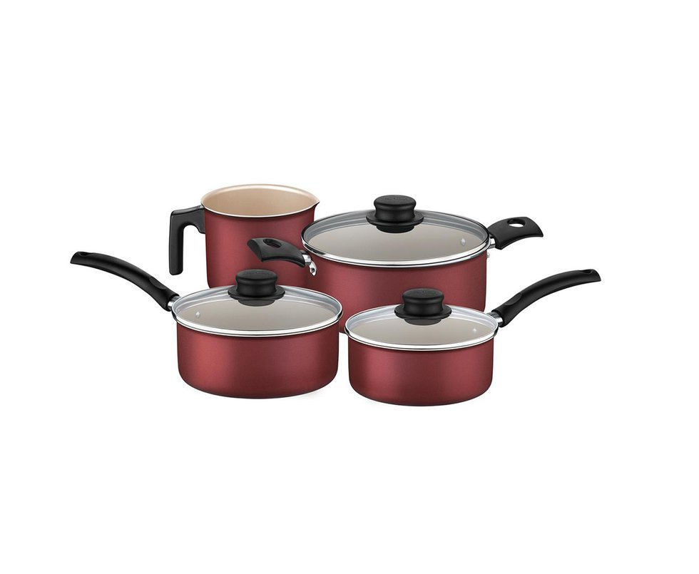 Jogo De Panelas Turim Tramontina 4 Pçs Alumínio Antiaderente Vermelho