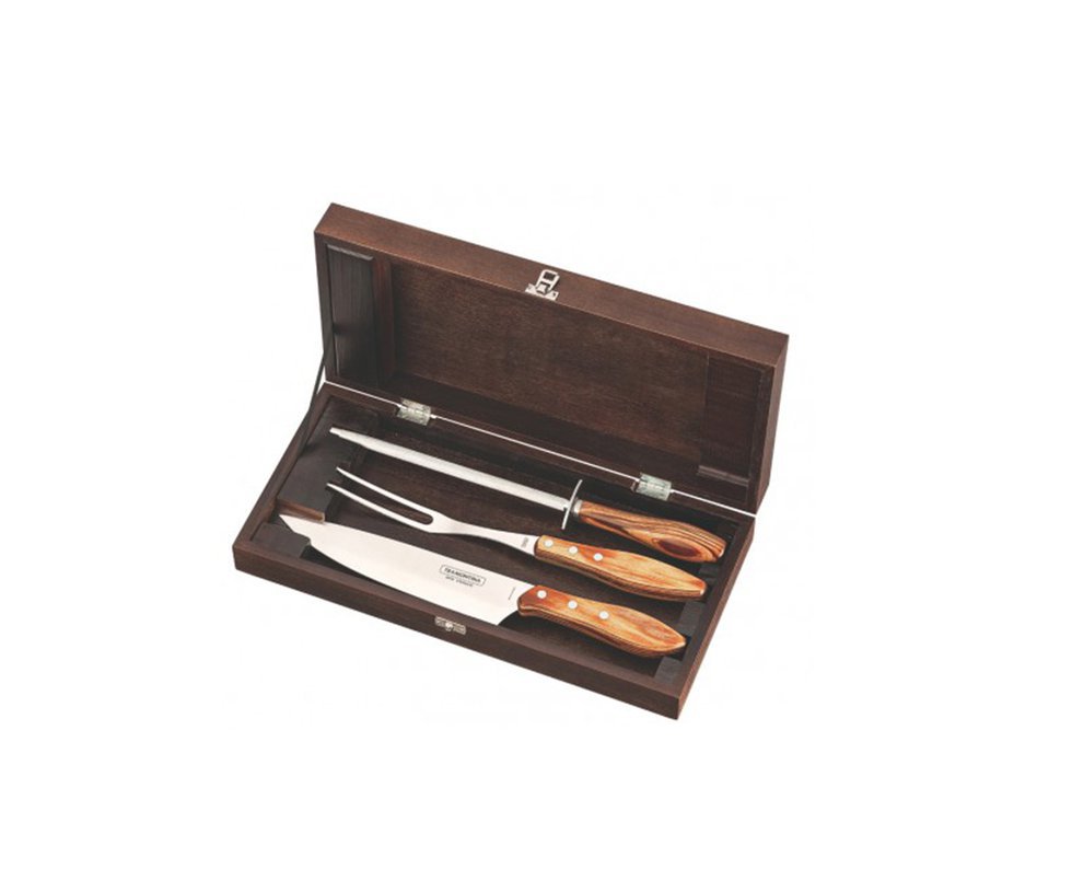 Conjunto P/ Churrasco 4 Pcs Polywood Com Lamina De Aço Inox E Cabo De Madeira - Tramontina
