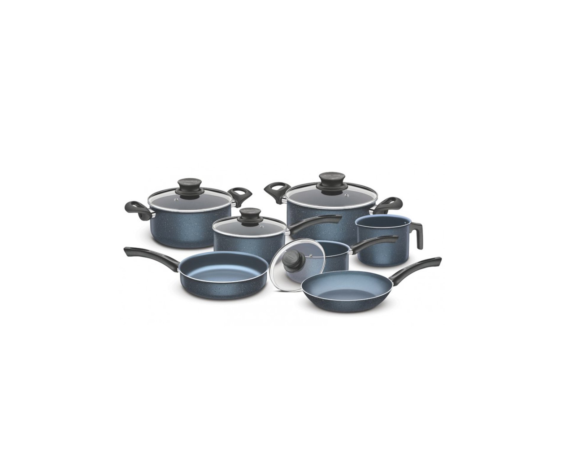 Jogo De Panelas 7 Pçs Paris Sortidos De Alumínio Com Revestimento Antiaderente Azul - Tramontina