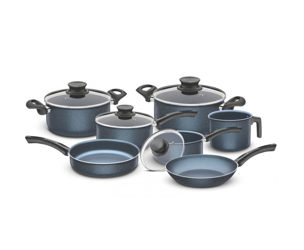 Jogo De Panelas 7 Pçs Paris Sortidos De Alumínio Com Revestimento Antiaderente Azul - Tramontina