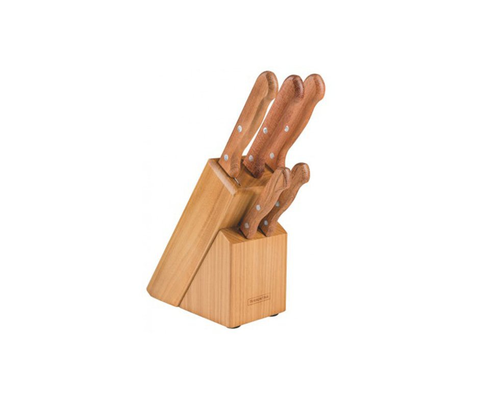 Jogo De Faca 6 Pçs Dynamic Sortidos Com Laminas De Aço Inox E Cabo De Madeira - Tramontina