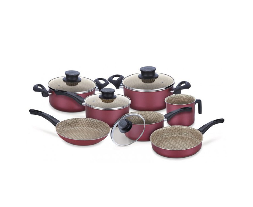 Jogo De Panelas Tramontina 7 Pçs Paris Alumínio Antiaderente Com Tampas De Vidro - Tramontina