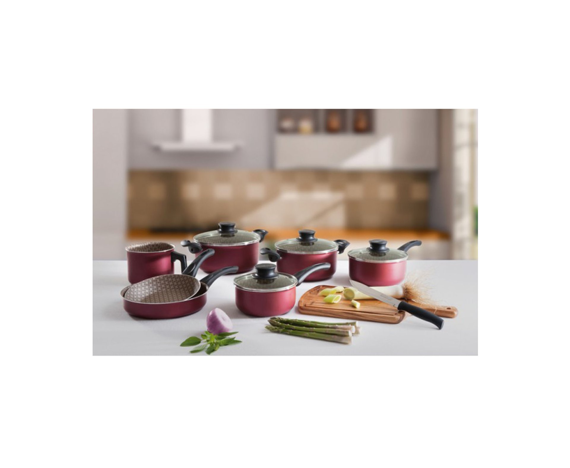 Jogo De Panelas Tramontina 7 Pçs Paris Alumínio Antiaderente Com Tampas De Vidro - Tramontina