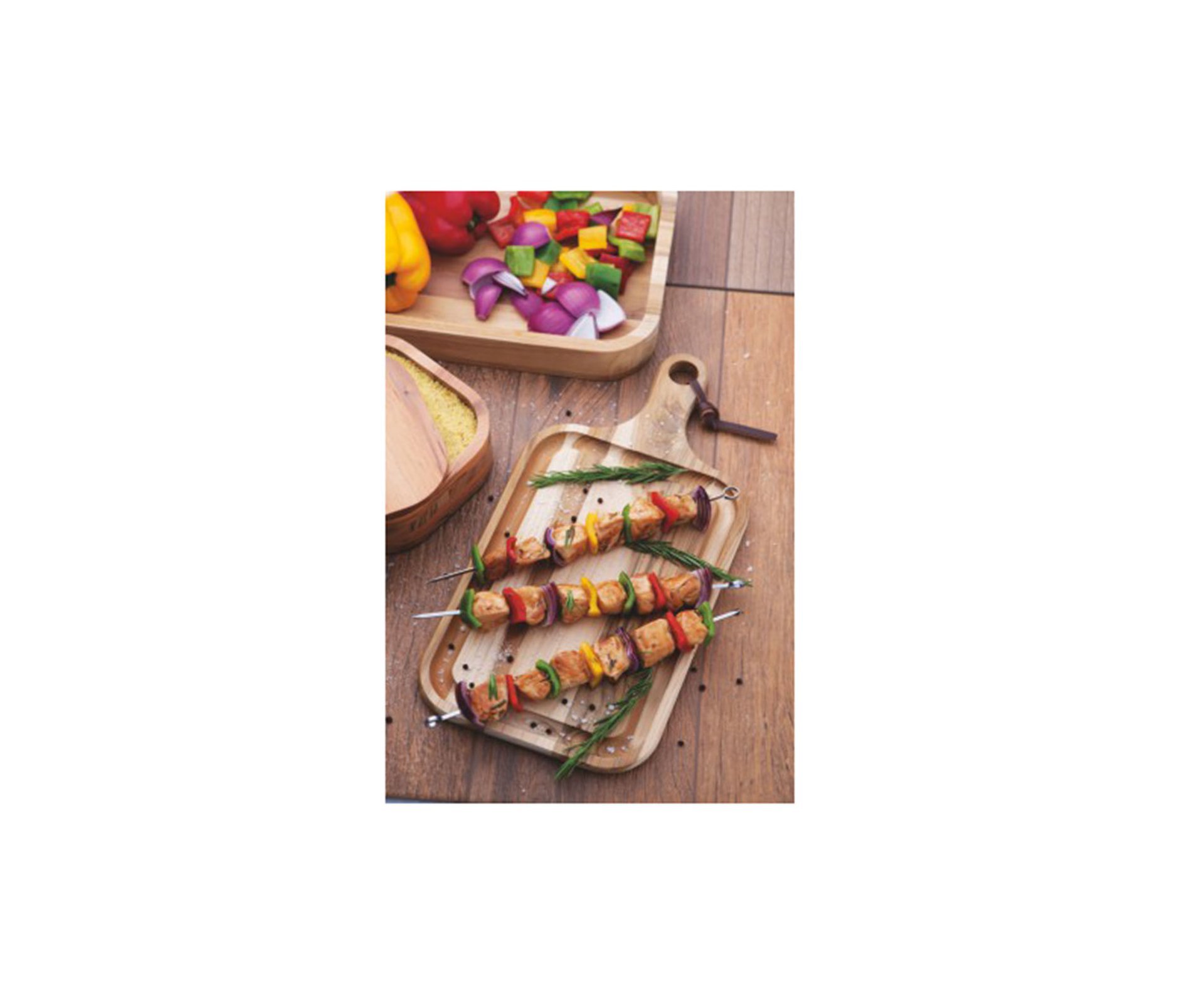 Tábua De Churrasco Em Madeira Teca Retangular Com Cabo 23 X 46cm -tramontina