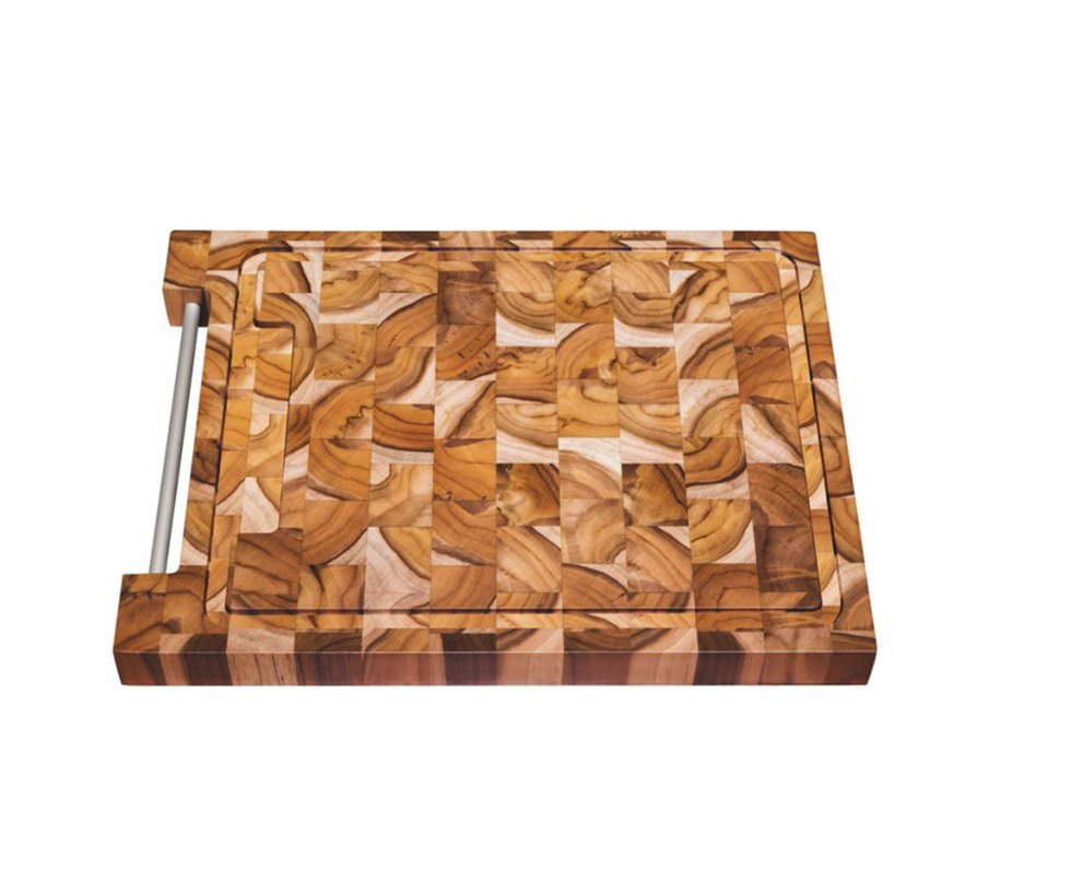 Tábua Invertida Quadrada De Madeira Teca Com Alça De Tubo De Alumínio Para Churrasco - Tramontina