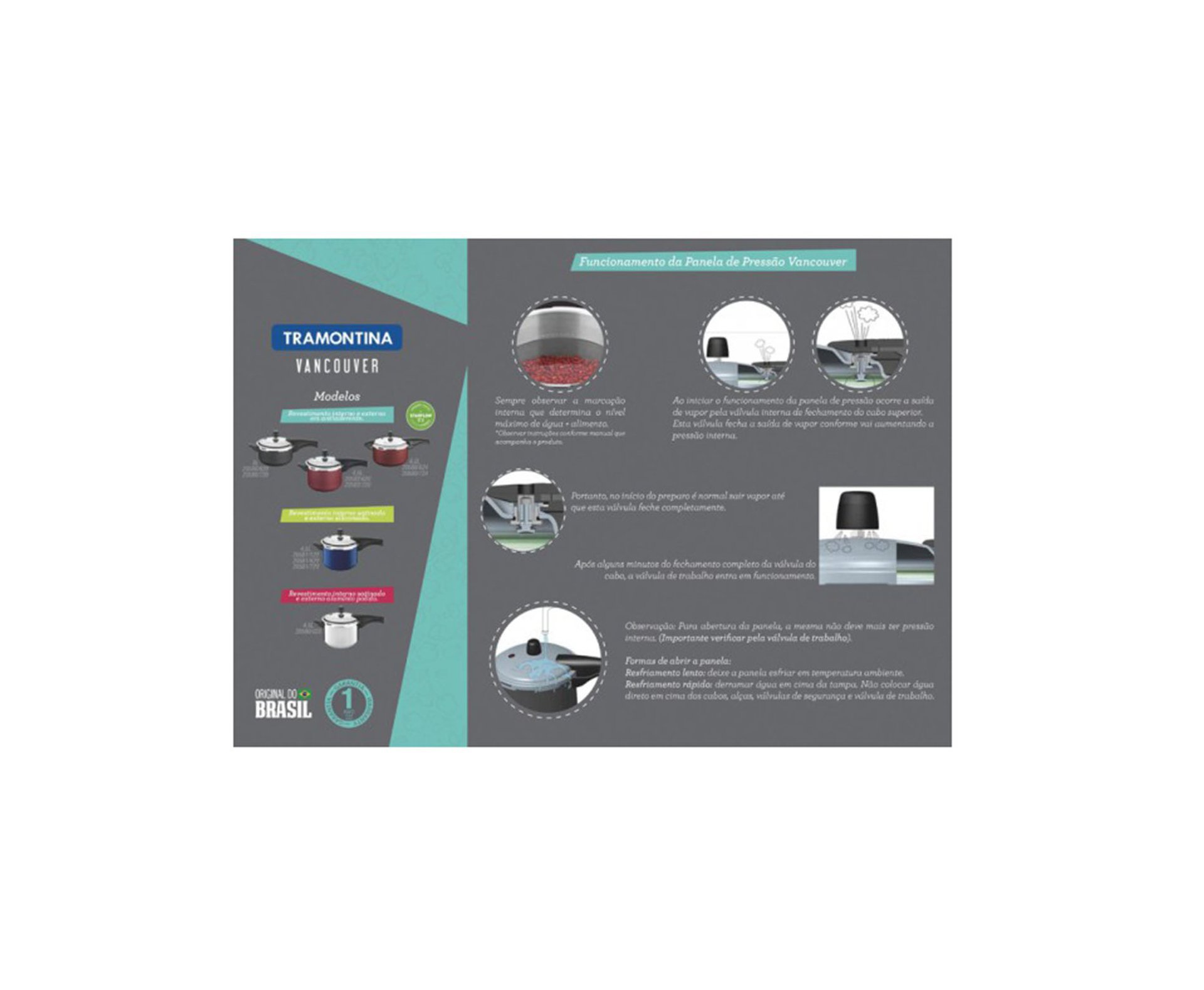 Panela De Pressão 6,0l Vancouver Aluminio Com Revestimento Antiaderente - Tramontina