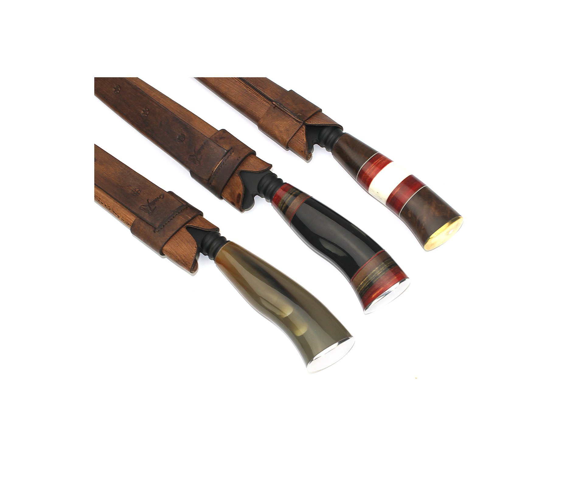 Faca Churrasco 10" Em Aço Carbono + Bainha Couro - Cabo De Madeira/chifre - Rodeio