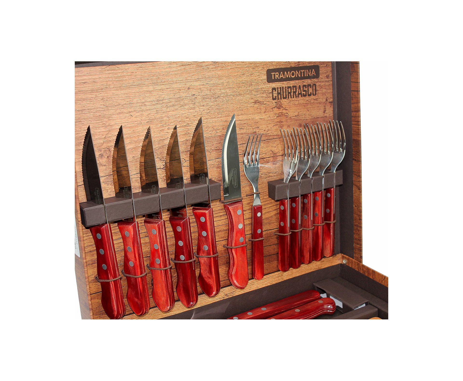 Kit Churrasco Inox Tramontina 15 Pçs Polywood Vermelho