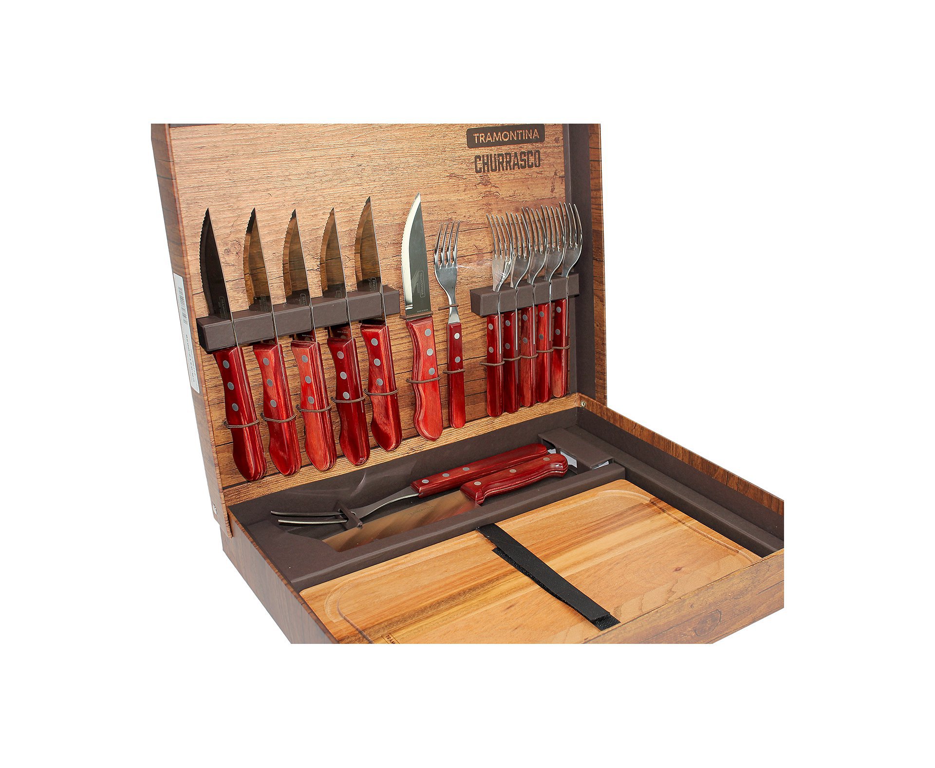 Kit Churrasco Inox Tramontina 15 Pçs Polywood Vermelho