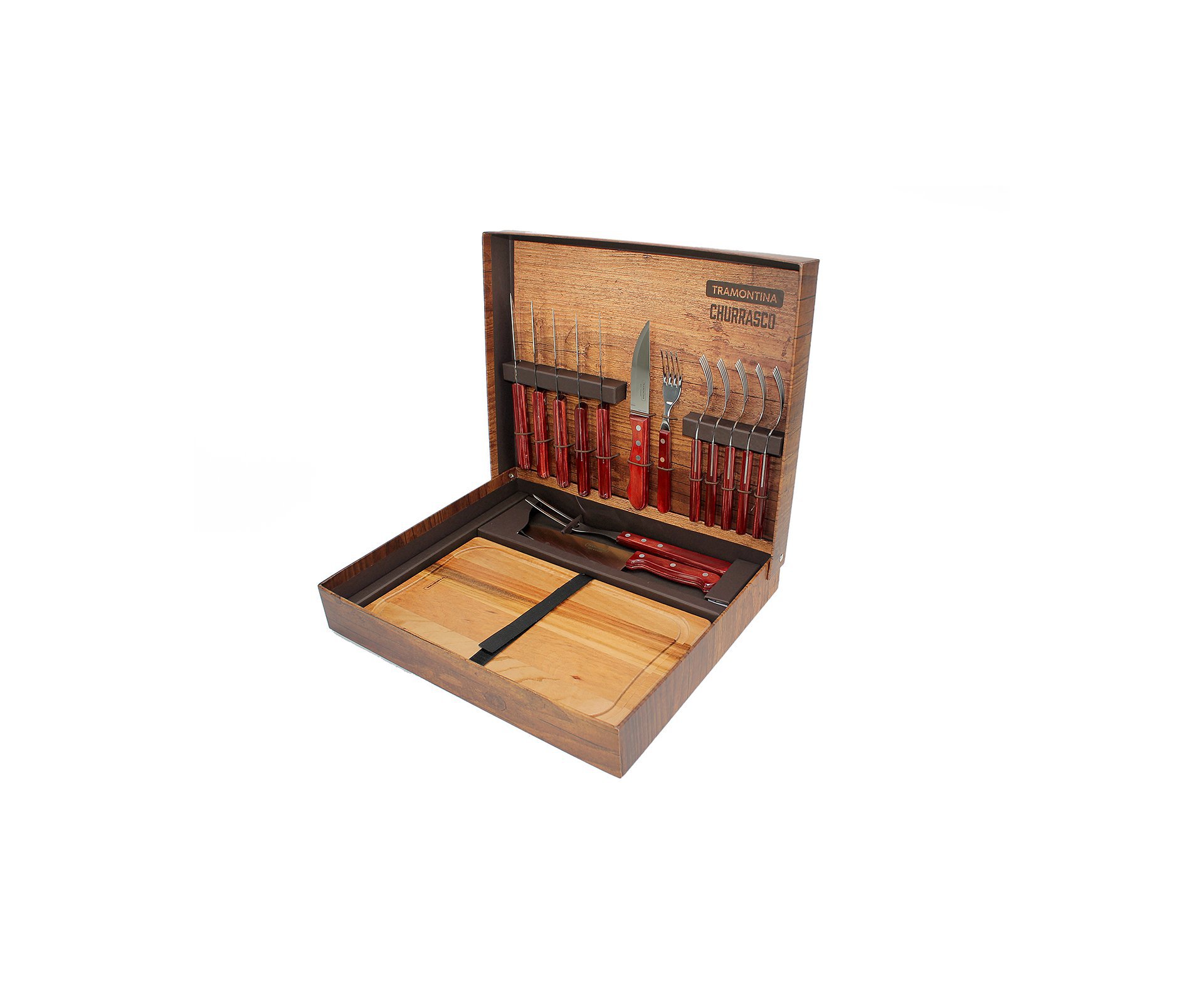 Kit Churrasco Inox Tramontina 15 Pçs Polywood Vermelho