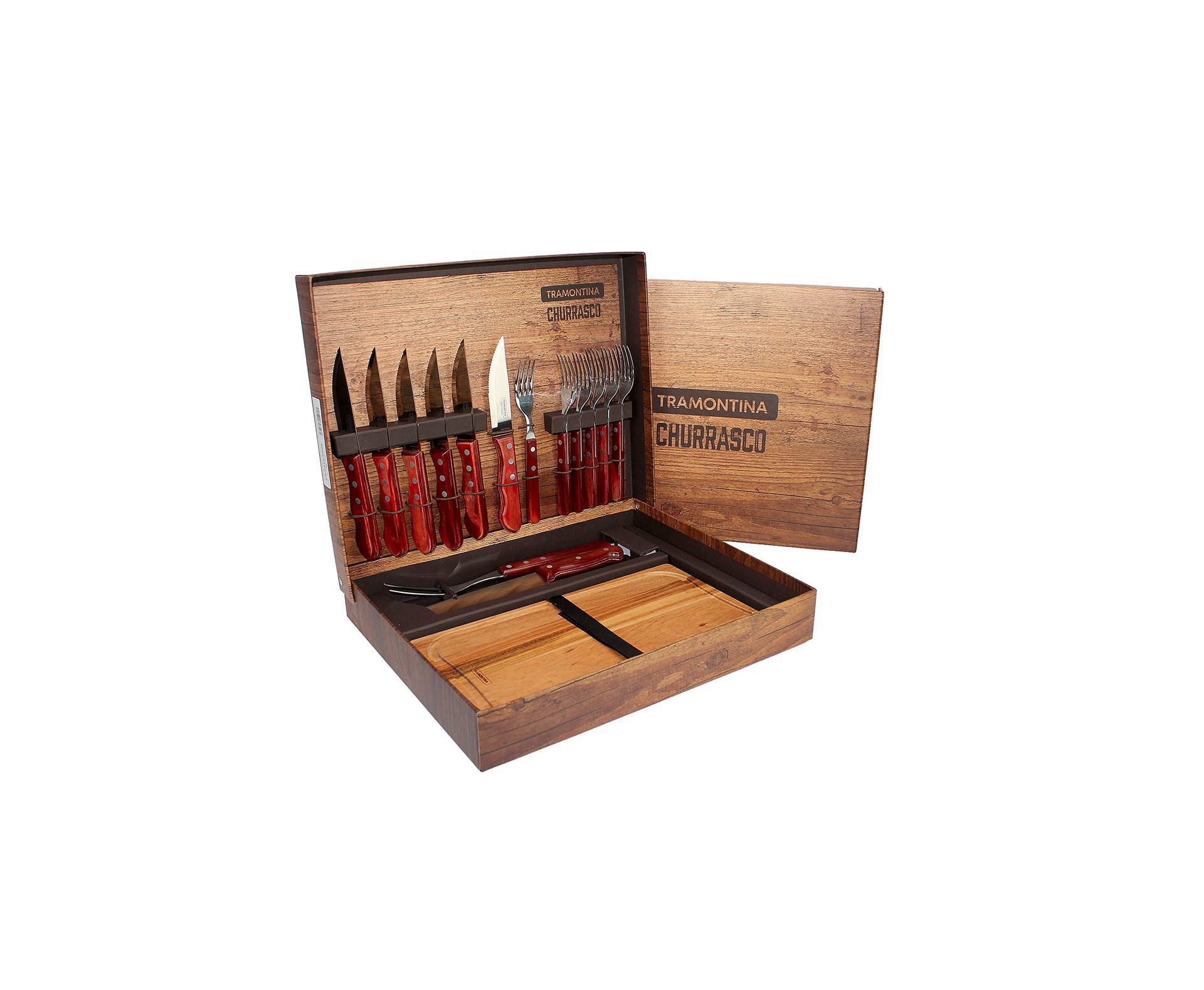 Kit Churrasco Inox Tramontina 15 Pçs Polywood Vermelho