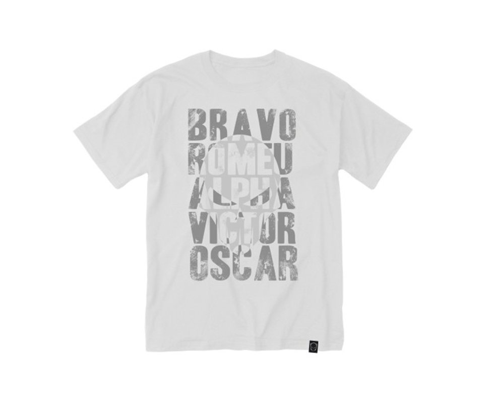Camiseta Bravo Estampada Airsoft Alfabeto Branca - G
