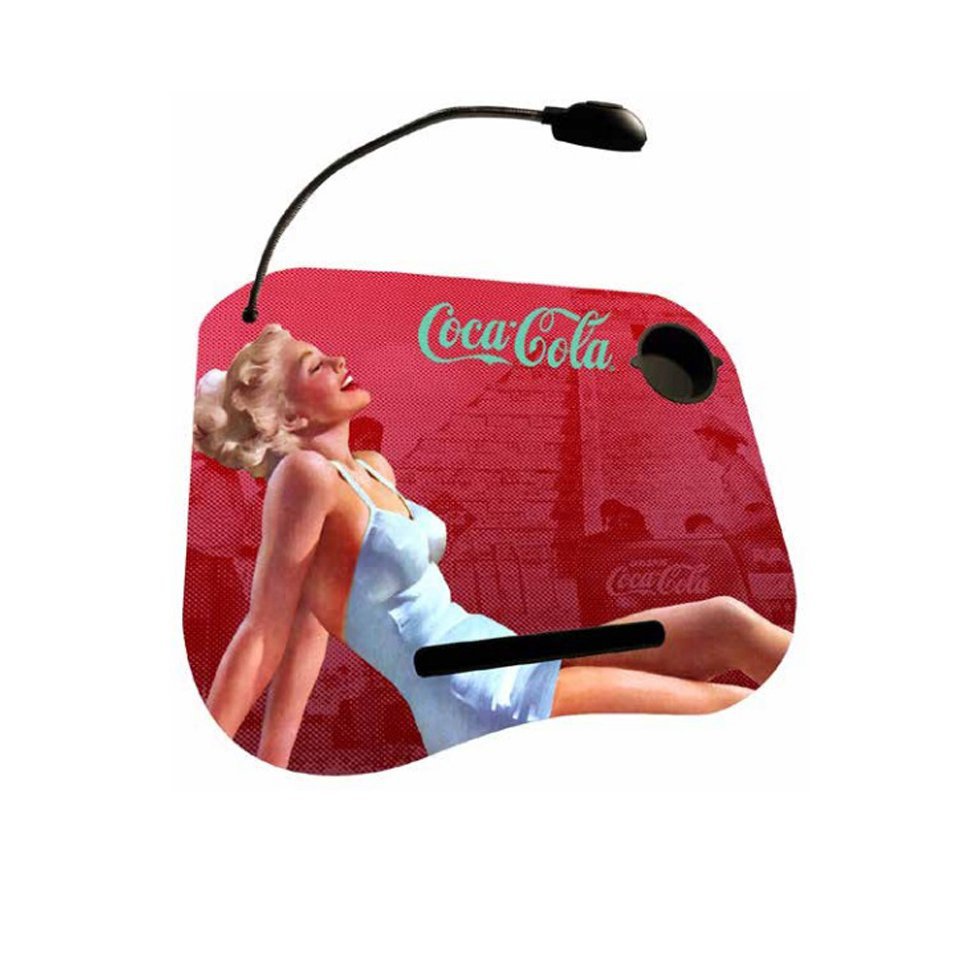Suporte Para Notebook Com Almofada E Led - Pin Up Blond Lady - Coca-cola