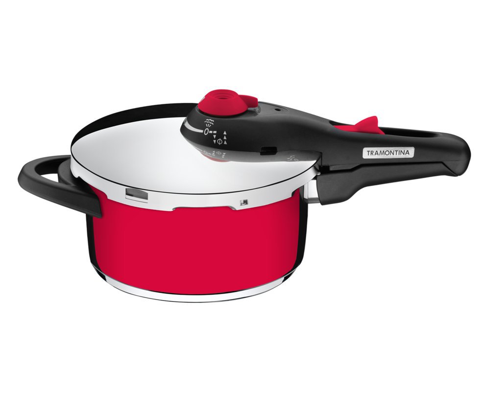 Panela De Pressão Tramontina Aço Inox 4,5l Solar Vermelha