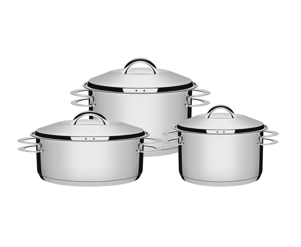 Jogo De Panelas Tramontina Aço Inox 3 Pçs Solar