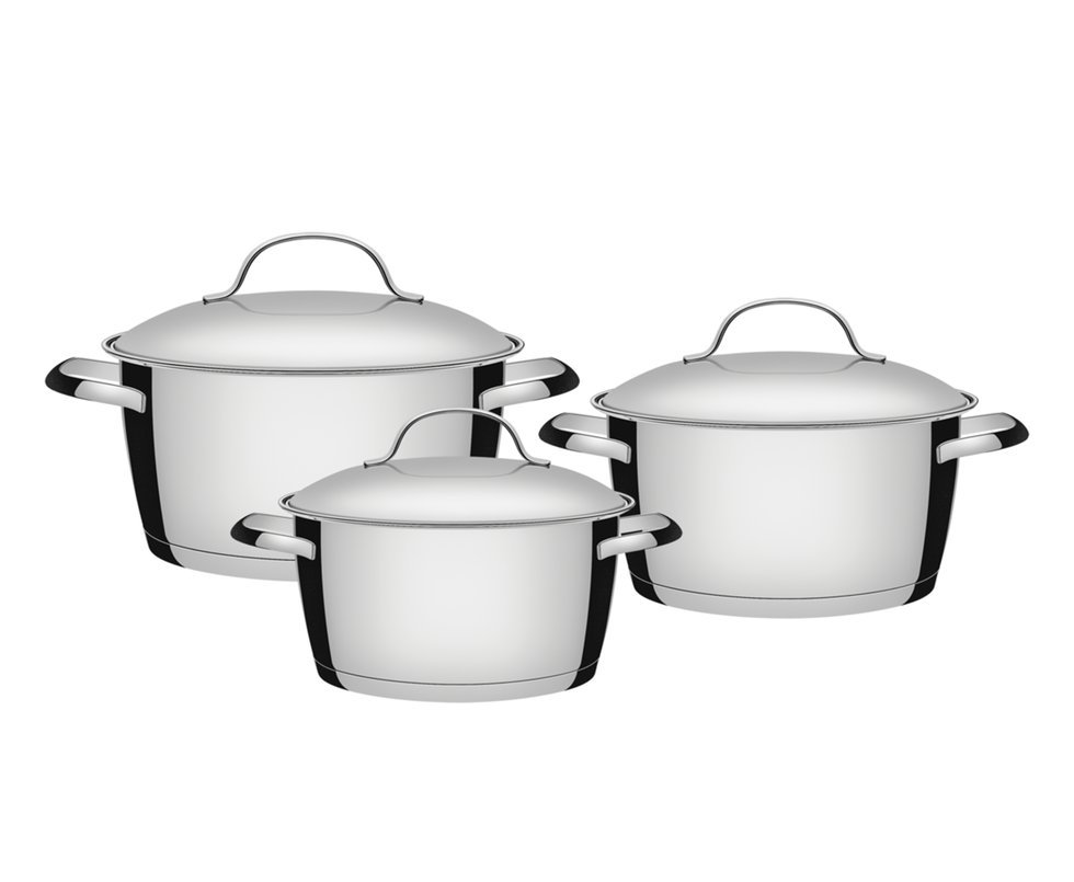 Jogo De Panelas Tramontina Aço Inox 3 Pçs Allegra