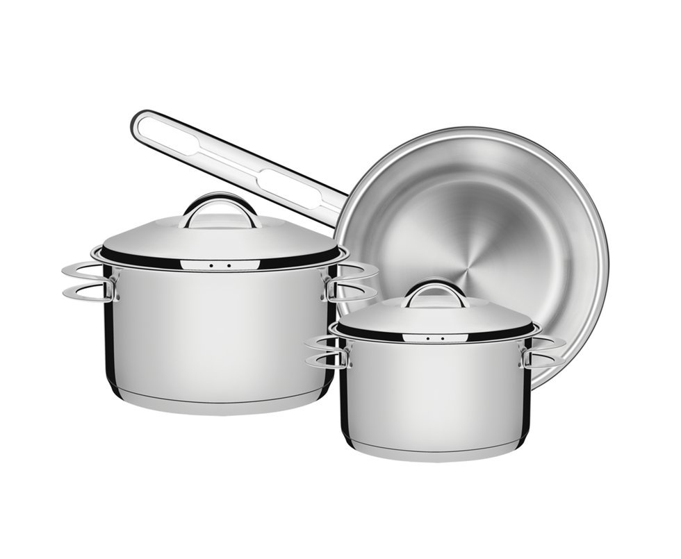 Jogo De Panelas Tramontina Aço Inox 3 Peças Solar