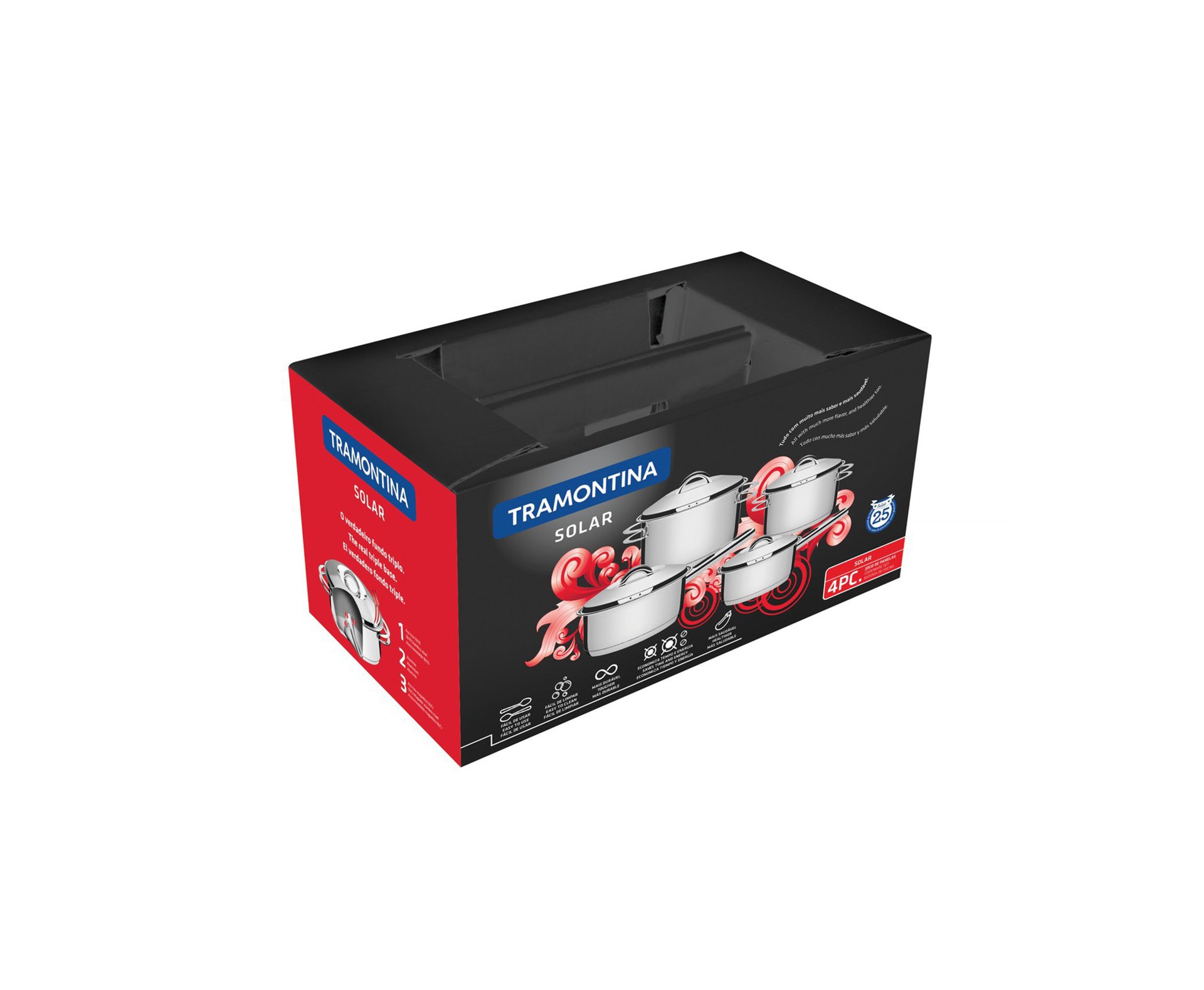 Jogo Panela Tramontina Aço Inox 4 Peças Solar