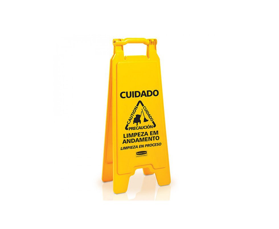 Placa Sinalizadora Cuidado Limpeza Em Andamento - Rubbermaid