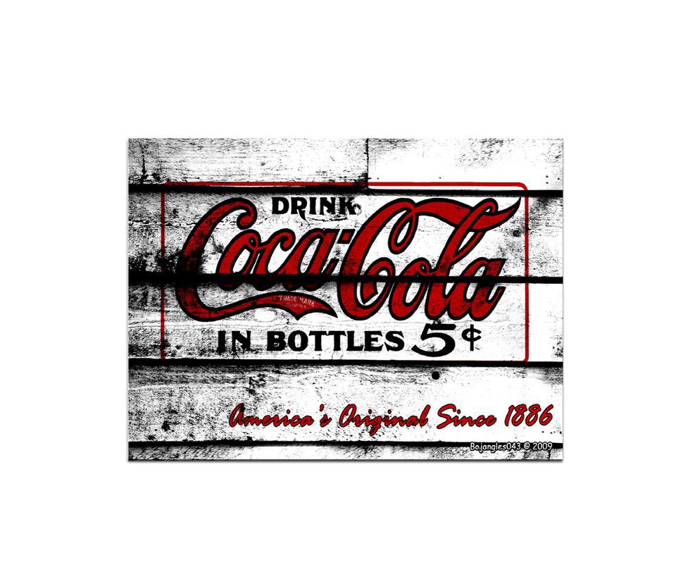 Placa All Classic Coca Cola Madeira Branco