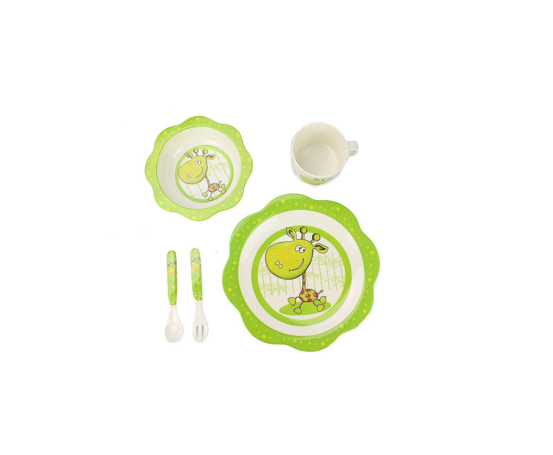 Conjunto Prato, Talher E Copo Infantil Girafa